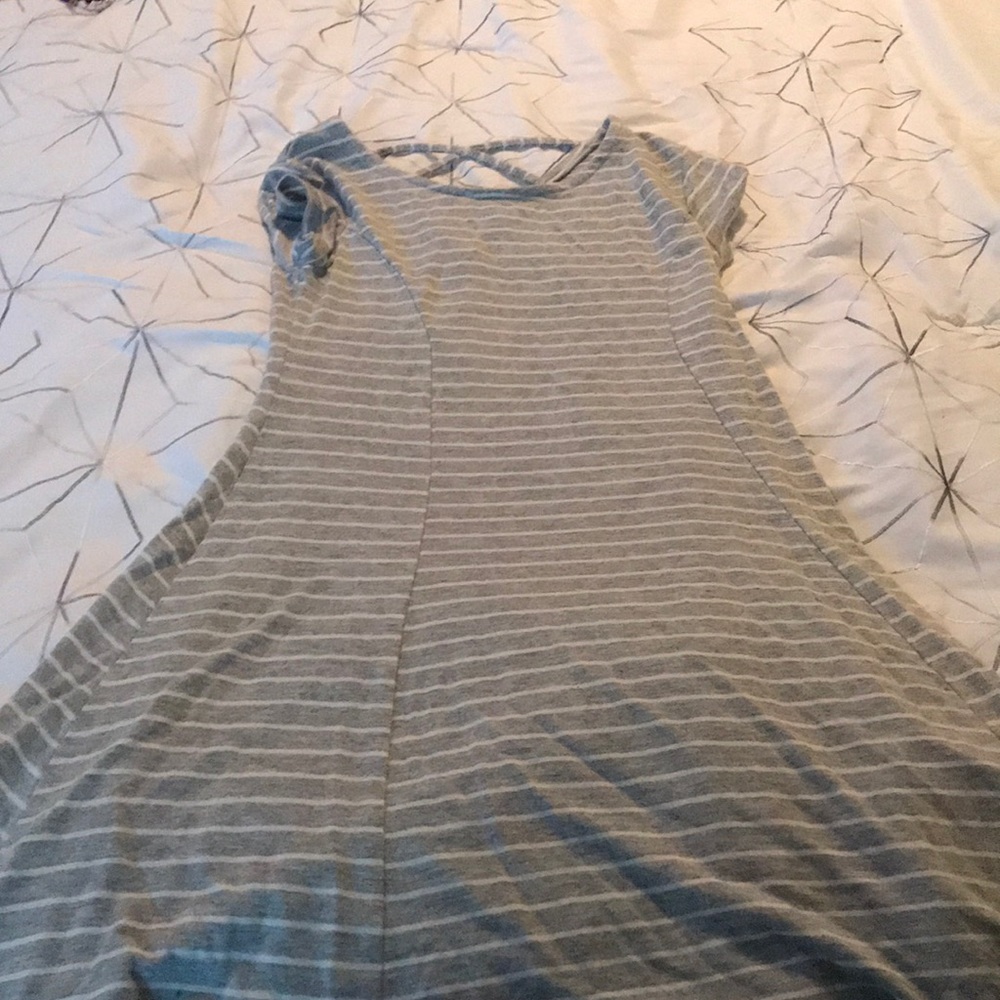 Gray and white dress